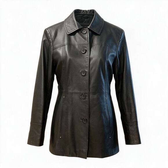 East 5th Jackets & Blazers - East 5th Women's Leather Jacket Size M - Button Closure - Black